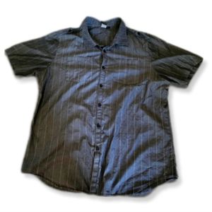 Wrath Arcane Button Front Shirt Mens Sz XL Gray Striped Cotton USA.
